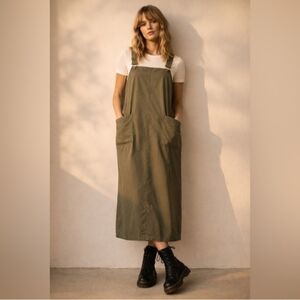 Dockers Women's Olive Green Utility Overall Dress